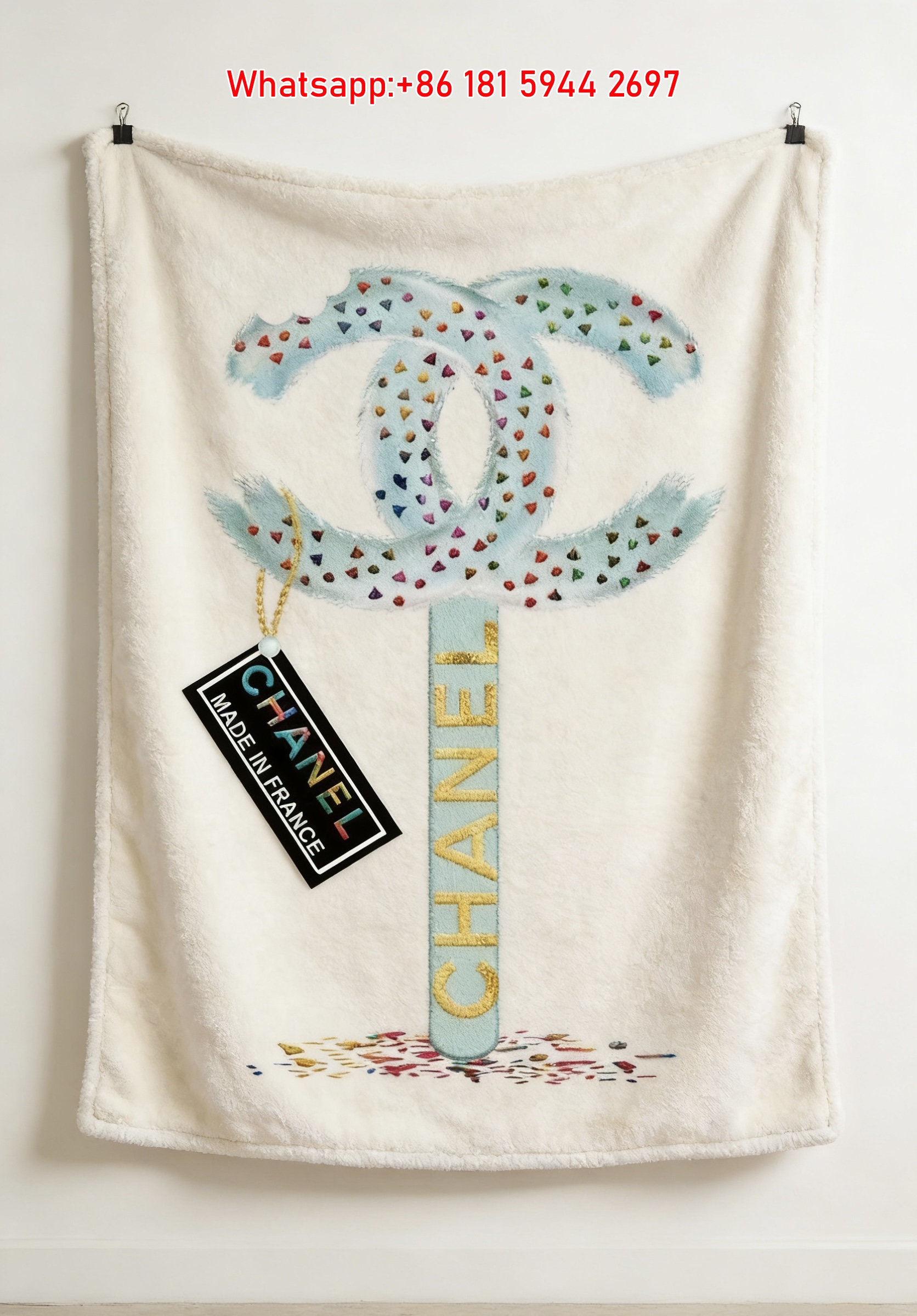 Chanel Luxury Flannel Throw Blanket – Mint Chanel Lollipop Print IMG_7325